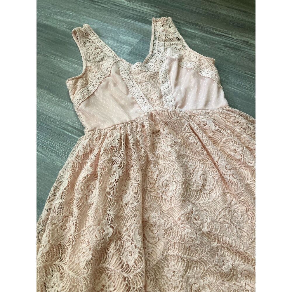 Light Pink / Blush Floral Lace Lined Sleeveless Dress Medium Fairy Princesscore